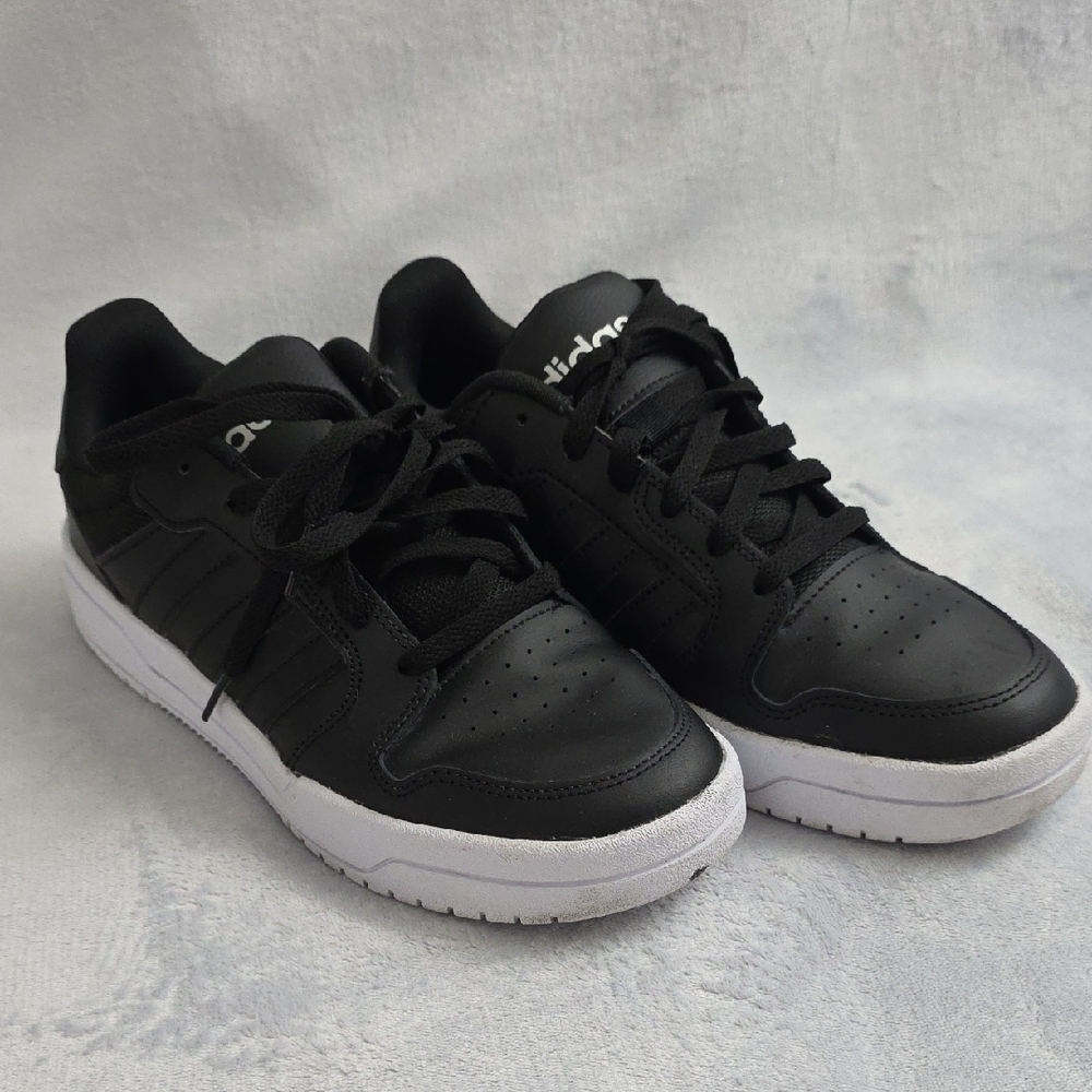 Adidas Black White Sneakers Womens Size 9.5 Athletic Casual Lace Up Shoes - Picture 1 of 7